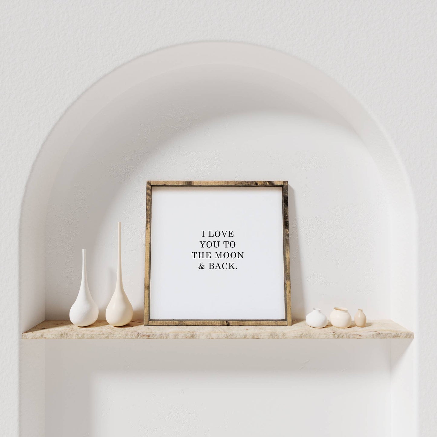 I Love You to the Moon & Back Framed Print– Neutral Nursery: Peach