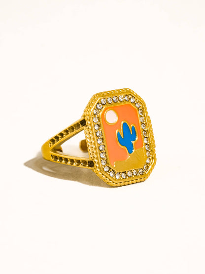 Lulora 18K Gold Non-Tarnish Statement Ring: Multi-Colored