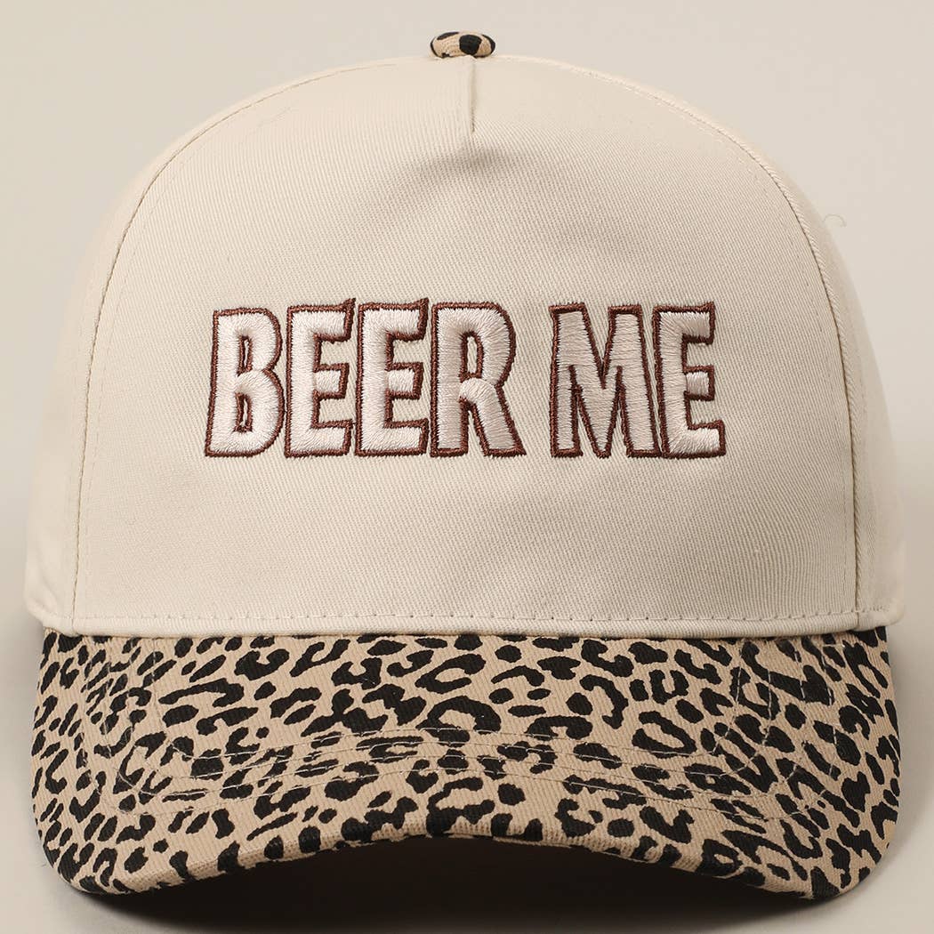 BEER ME Embroidery Leopard Camo Trucker Hat: CAMO / ONE SIZE