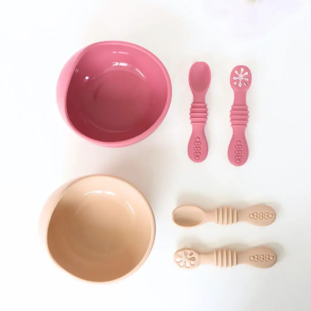 Suction Bowl & Training Spoons - Almond: Almond