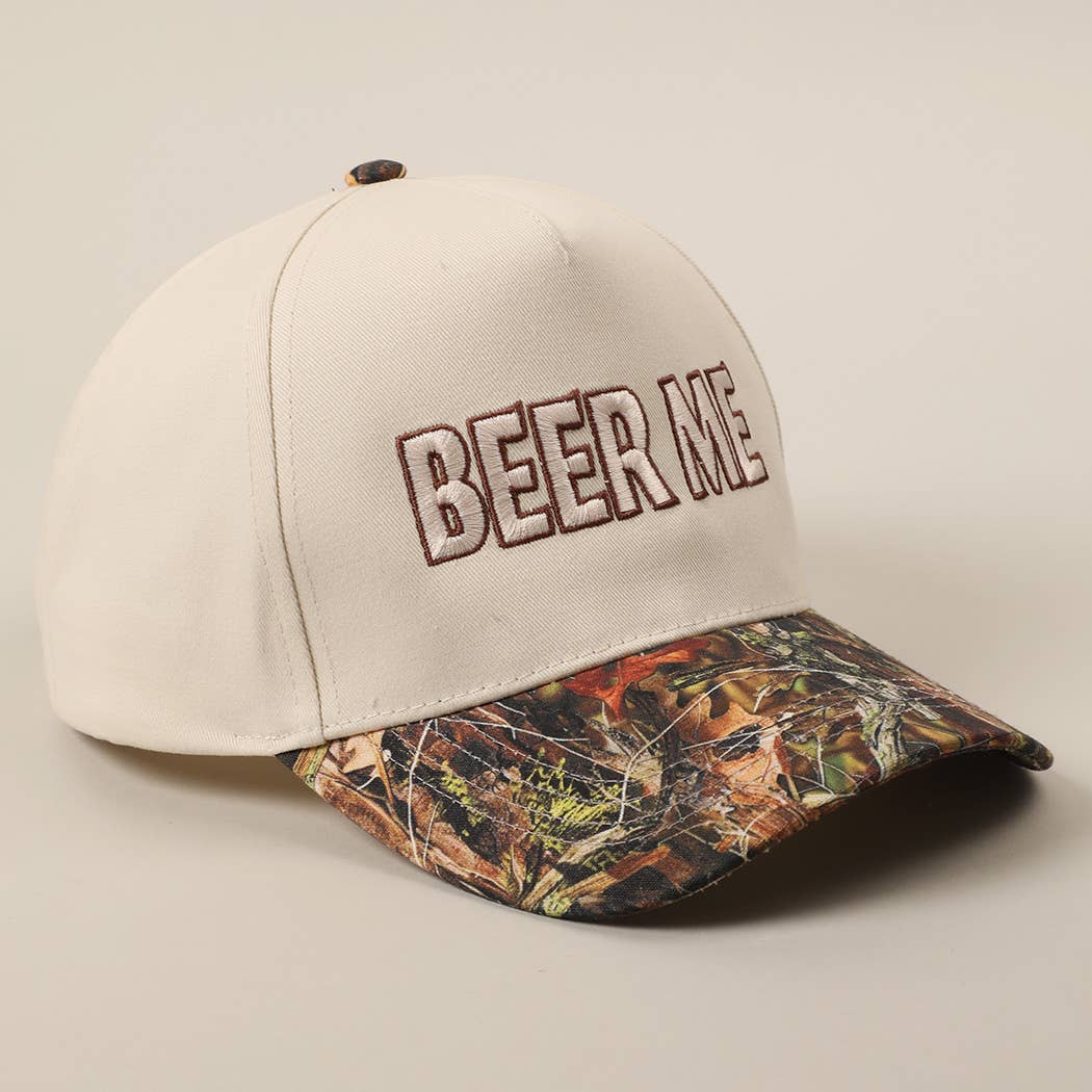 BEER ME Embroidery Leopard Camo Trucker Hat: CAMO / ONE SIZE