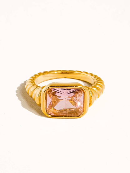 Laverne 18K Gold Non-Tarnish CZ Cocktail Ring: Black