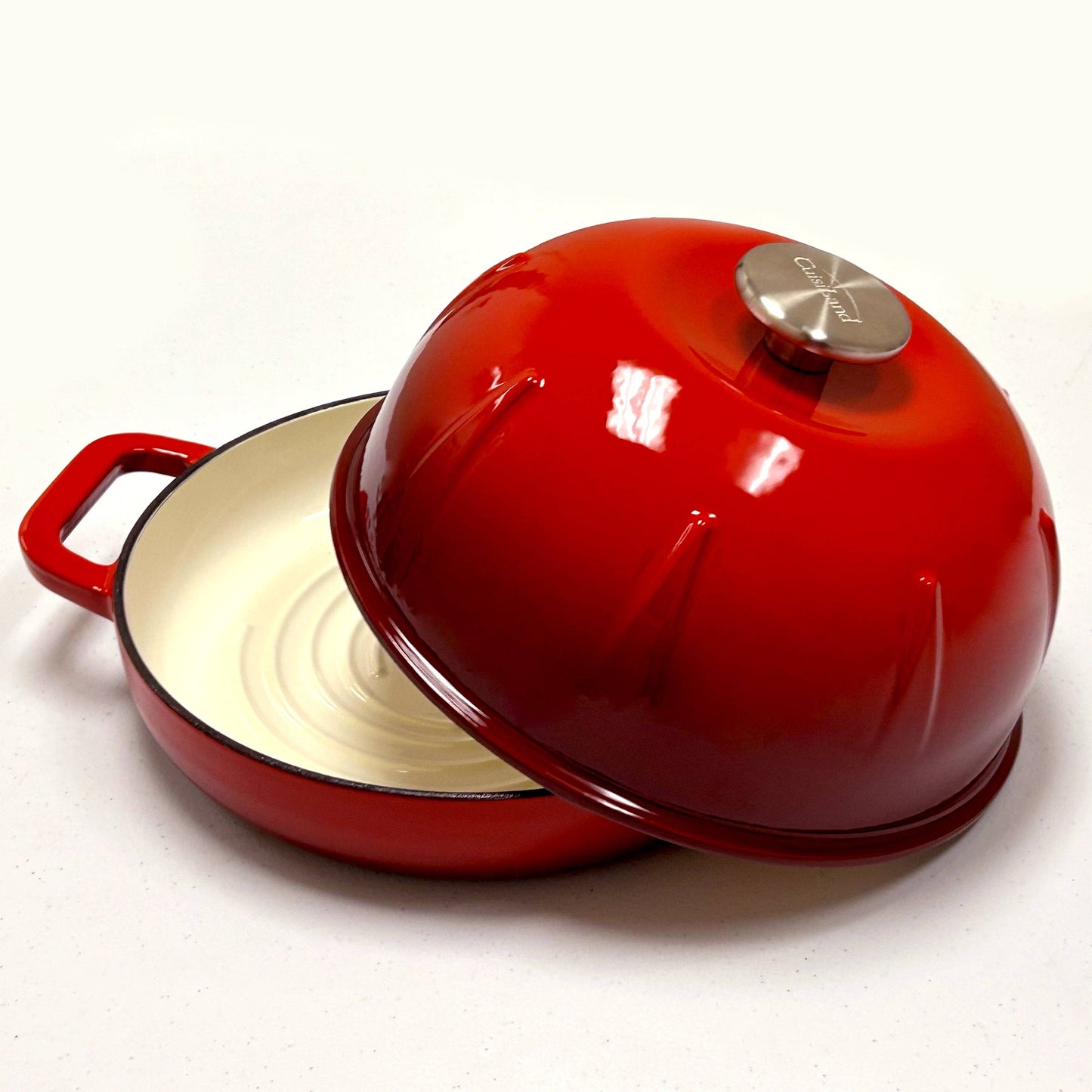 Cuisiland Pre-Seasoned Cast Iron Bread Cloche – Dome Lid Dutch Oven for Artisan Sourdough Baking – Heat-Retaining, Nonstick Bakeware for Crispy Crust & Even Baking – Oven Safe: Green