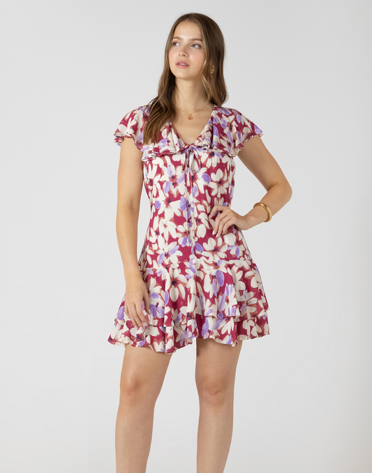 RUFFLED FLOUNCE HEM MINI DRESS - Dex