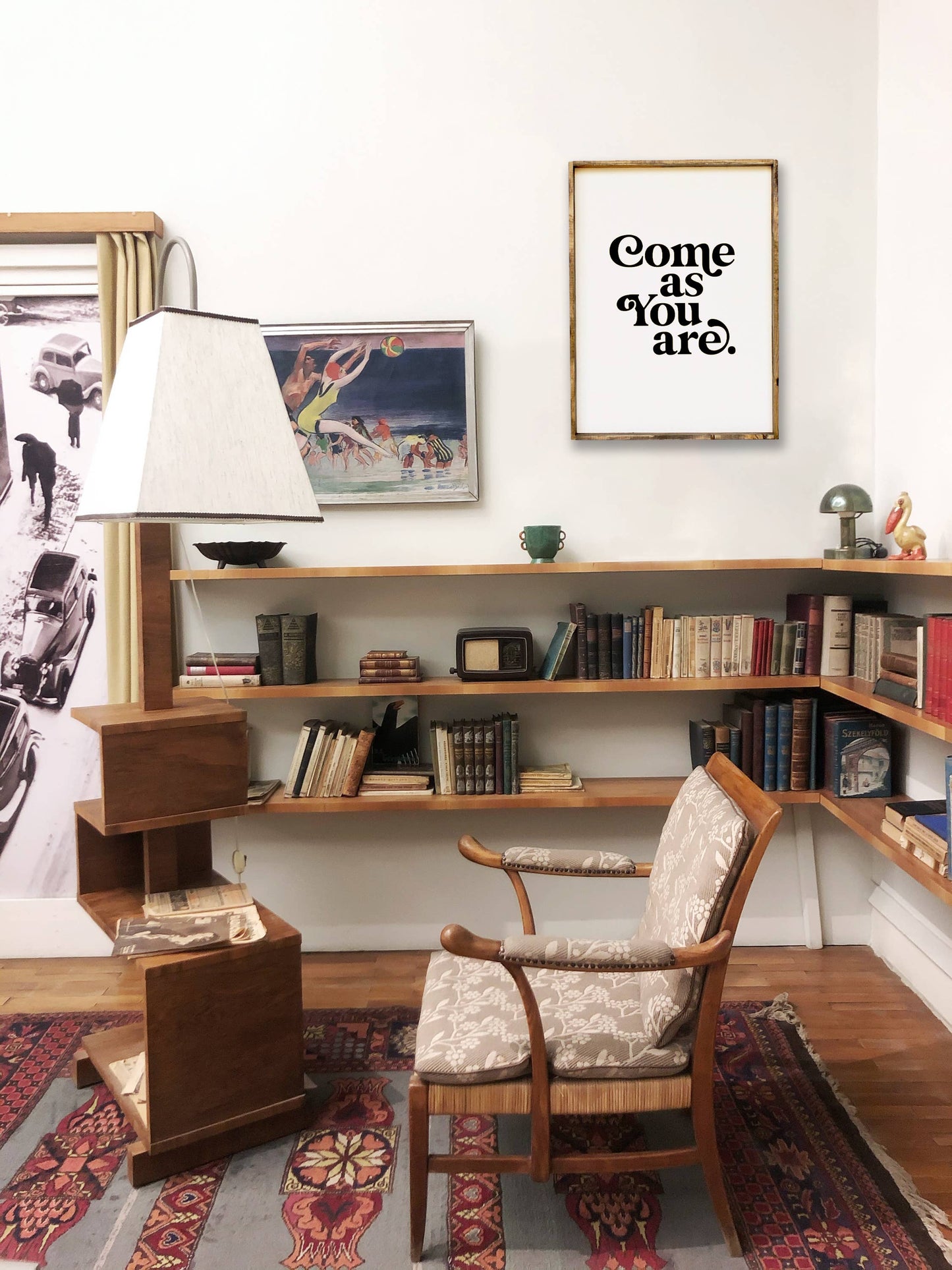 Come As You Are Framed Print -  Inspirational Wood Sign: White / Dark Walnut / 13"x13"