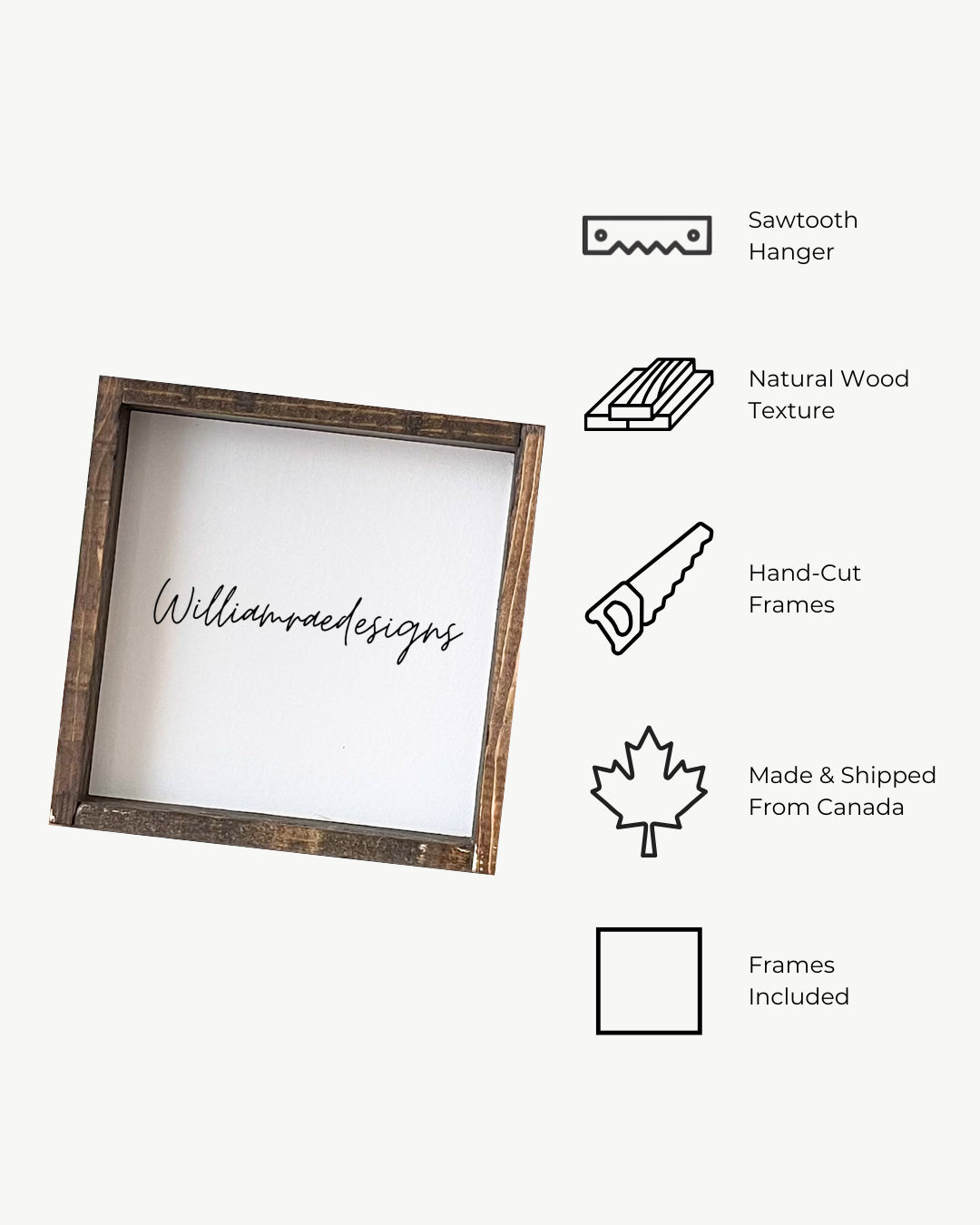 Come As You Are Framed Print -  Inspirational Wood Sign: White / Dark Walnut / 13"x13"