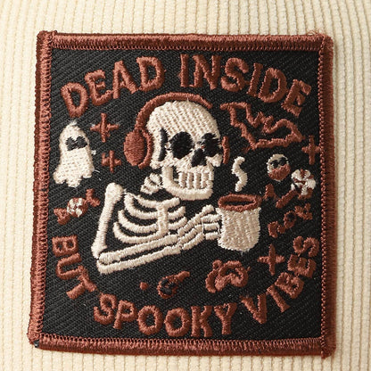 Dead Inside Skull Spooky Vibe Corduroy Trucker Cap: BLACK / One Size