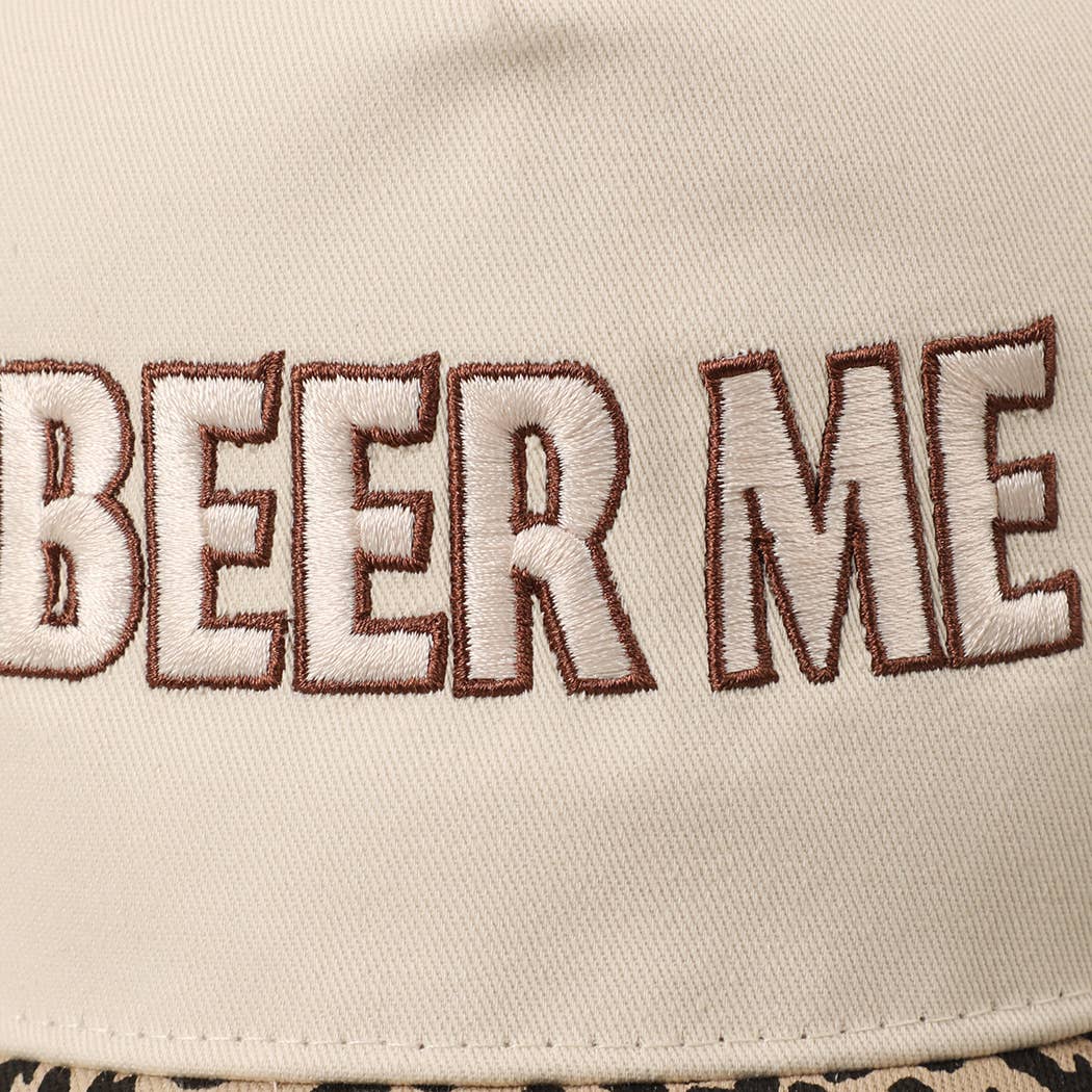 BEER ME Embroidery Leopard Camo Trucker Hat: CAMO / ONE SIZE