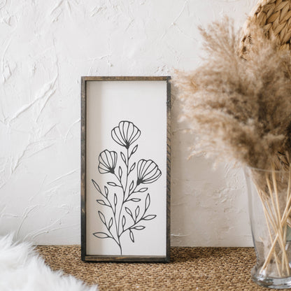 Floral Line Art Framed Print – Minimalist Wall Decor: Clay