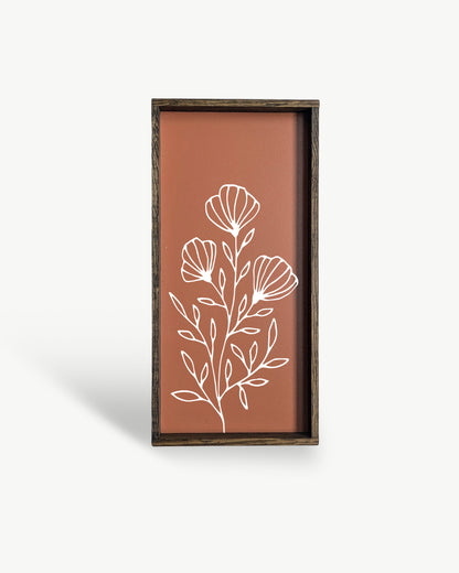 Floral Line Art Framed Print – Minimalist Wall Decor: Clay