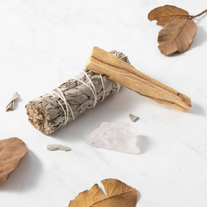Smudge Ritual Set – Cleanse, Protect & Invite Positive Energy: Clear Quartz
