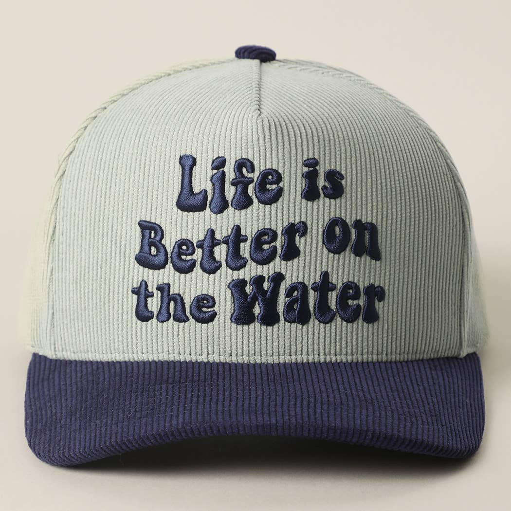 LIFE IS BETTER ON THE WATER 3D Embroidered Corduroy Trucker : NVY-MNT / One Size