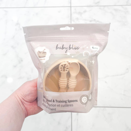 Suction Bowl & Training Spoons - Almond: Almond