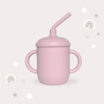 Sippy Cup with Straw, Spill-Proof & Anti-Stain - Dusty Pink: Dusty Pink