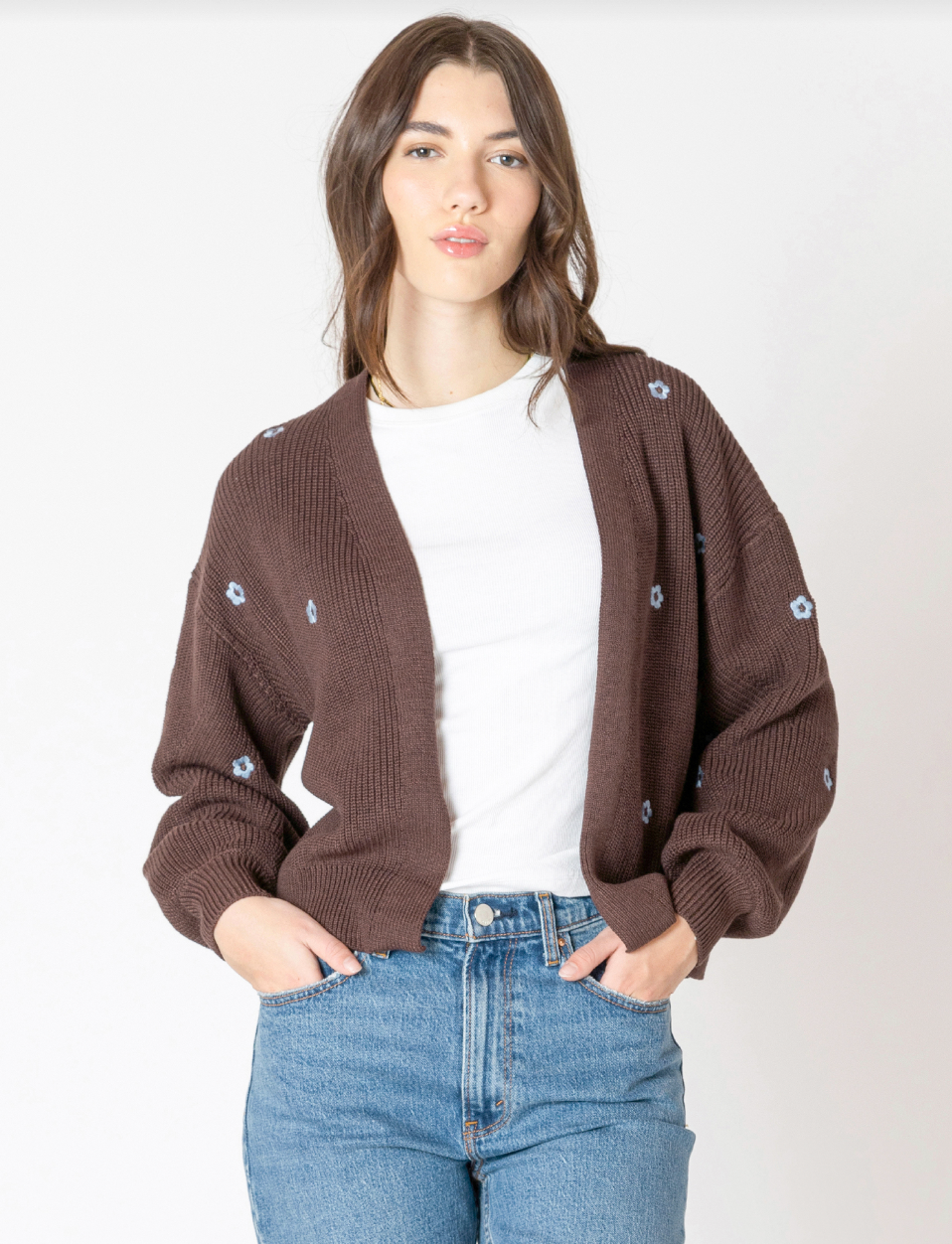 EMBROIDERED OPEN CARDIGAN