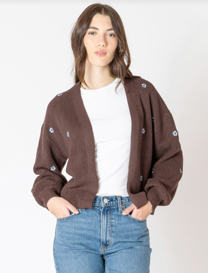 EMBROIDERED OPEN CARDIGAN