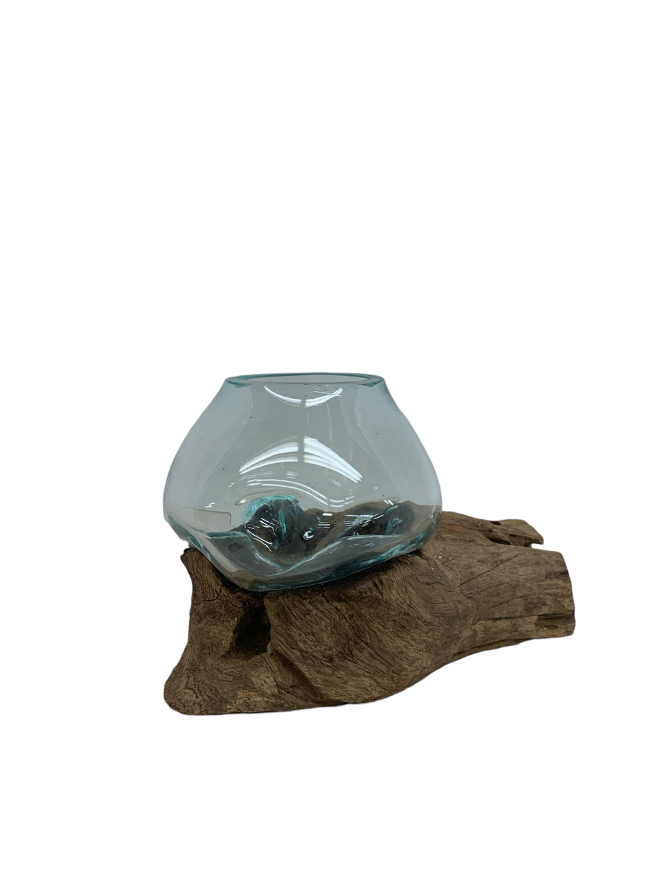 Mini Glass Terrarium on Wood (approx. 6" x 5" x 5")
