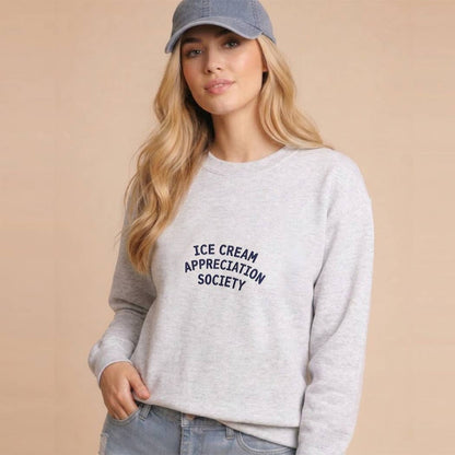 ICE CREAM APPRECIATION SOCIETY Embroidered Heavy Sweatshirt: ASH / L