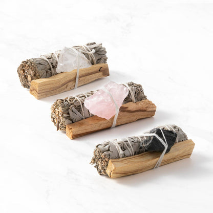 Smudge Ritual Set – Cleanse, Protect & Invite Positive Energy: Clear Quartz