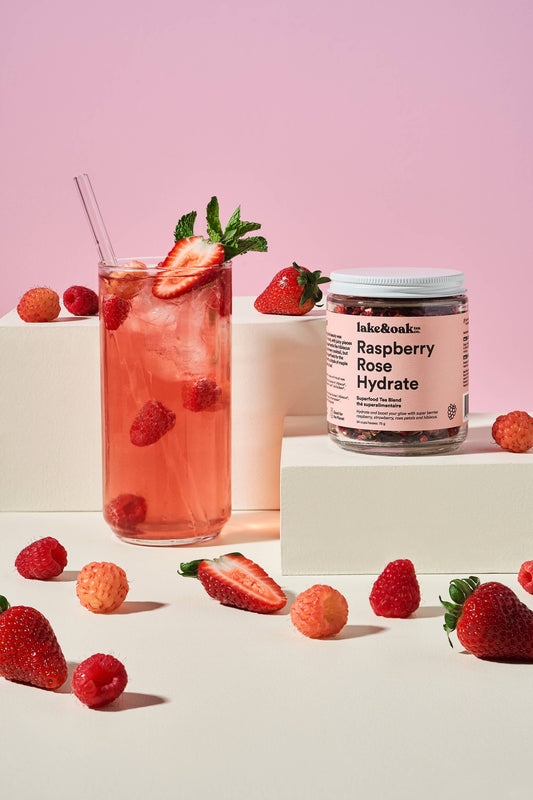 Raspberry Rose Hydrate - Superfood Tea Blend: Retail Glass Jar
