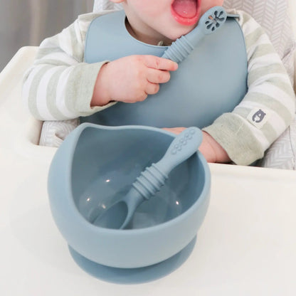 Suction Bowl & Training Spoons - Dusty Teal: Dusty Teal