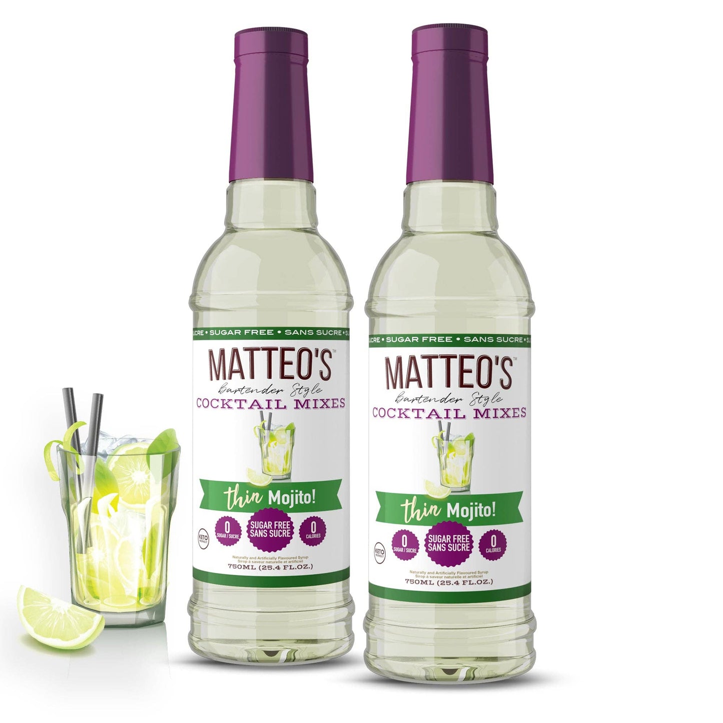Matteo's Sugar Free Cocktail Mixes - Mojito - Delicious Cocktail Mixers, 0 Calories, 0 Sugar Cocktails, Keto Friendly Drinks: 1 Bottle