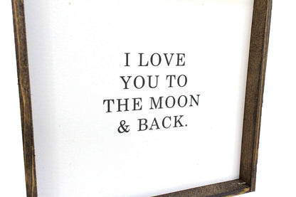 I Love You to the Moon & Back Framed Print– Neutral Nursery: Forest Green