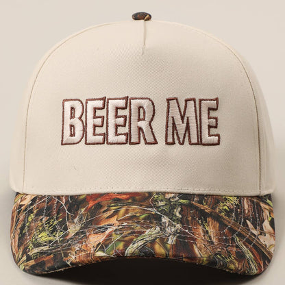 BEER ME Embroidery Leopard Camo Trucker Hat: CAMO / ONE SIZE
