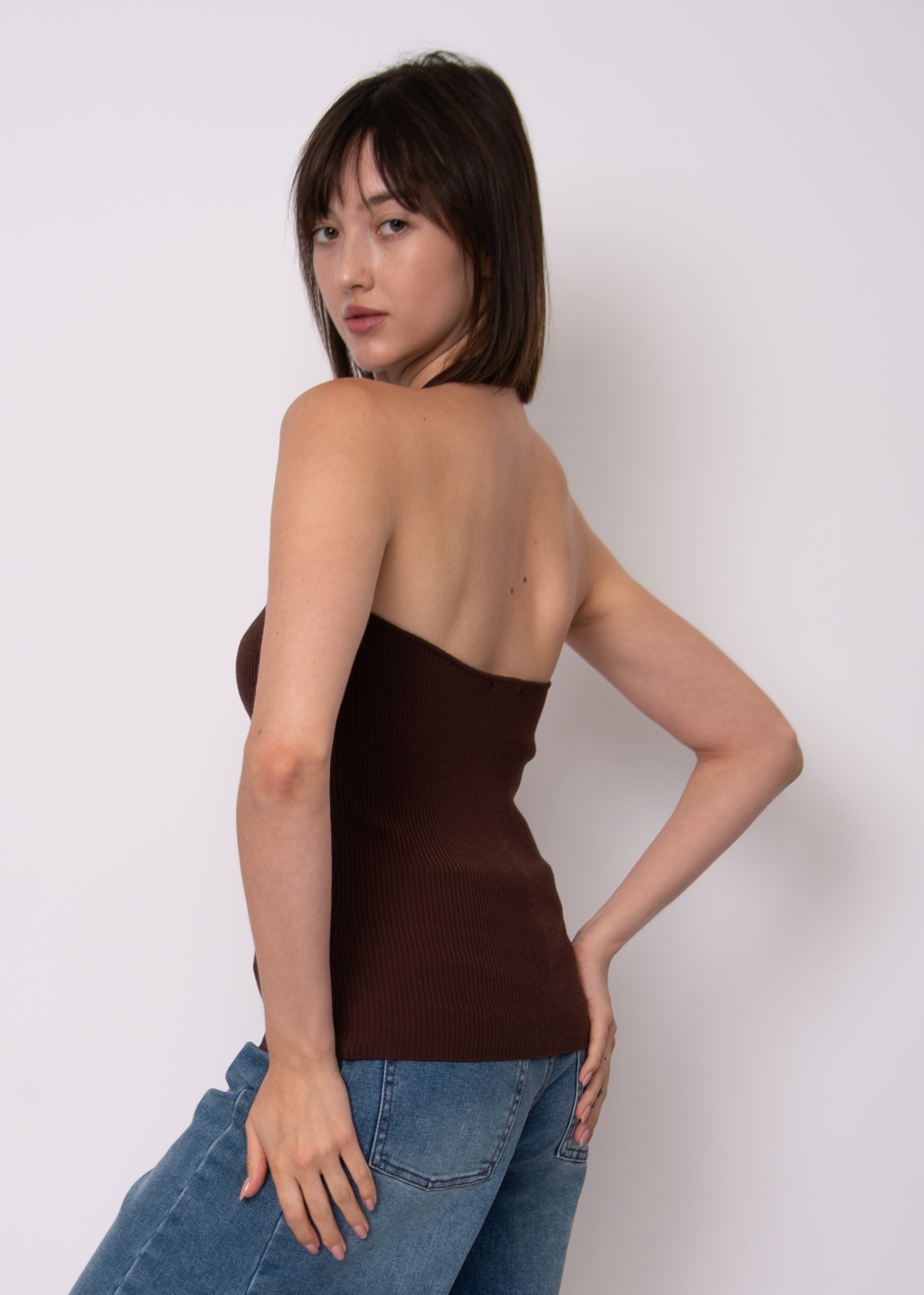 LEIA HALTER TOP-COCOA