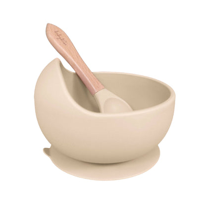 Bowl & Wooden Spoon Set - Almond: Almond