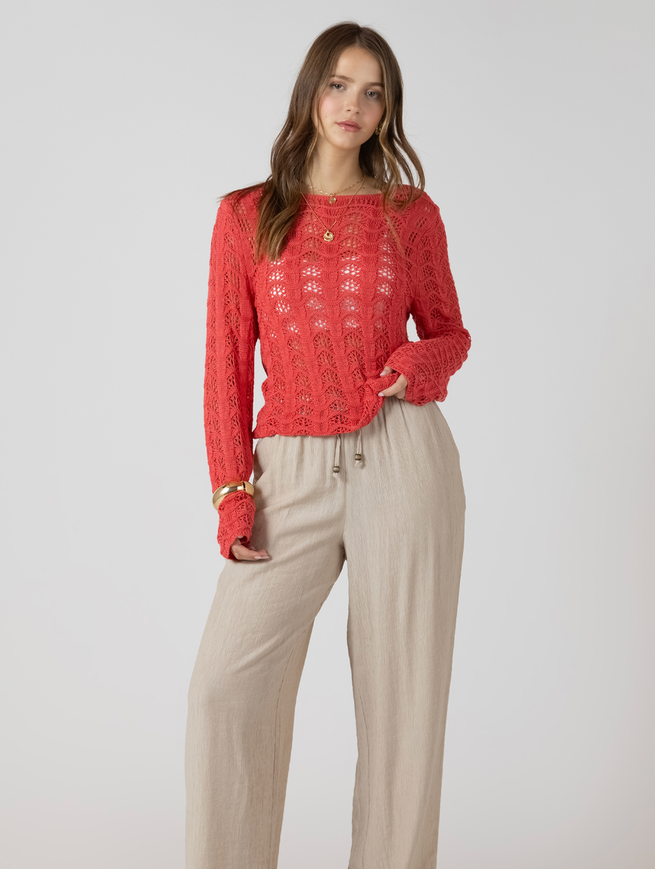 SCALLOPED OPEN WORK SWEATER - Dex
