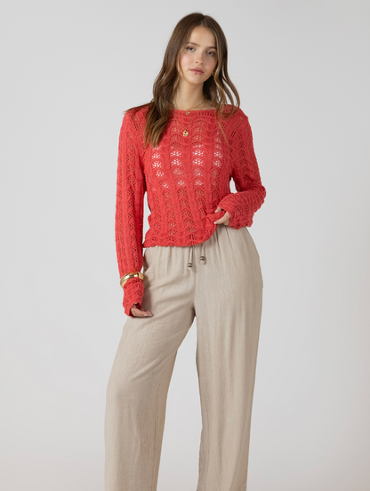 SCALLOPED OPEN WORK SWEATER - Dex