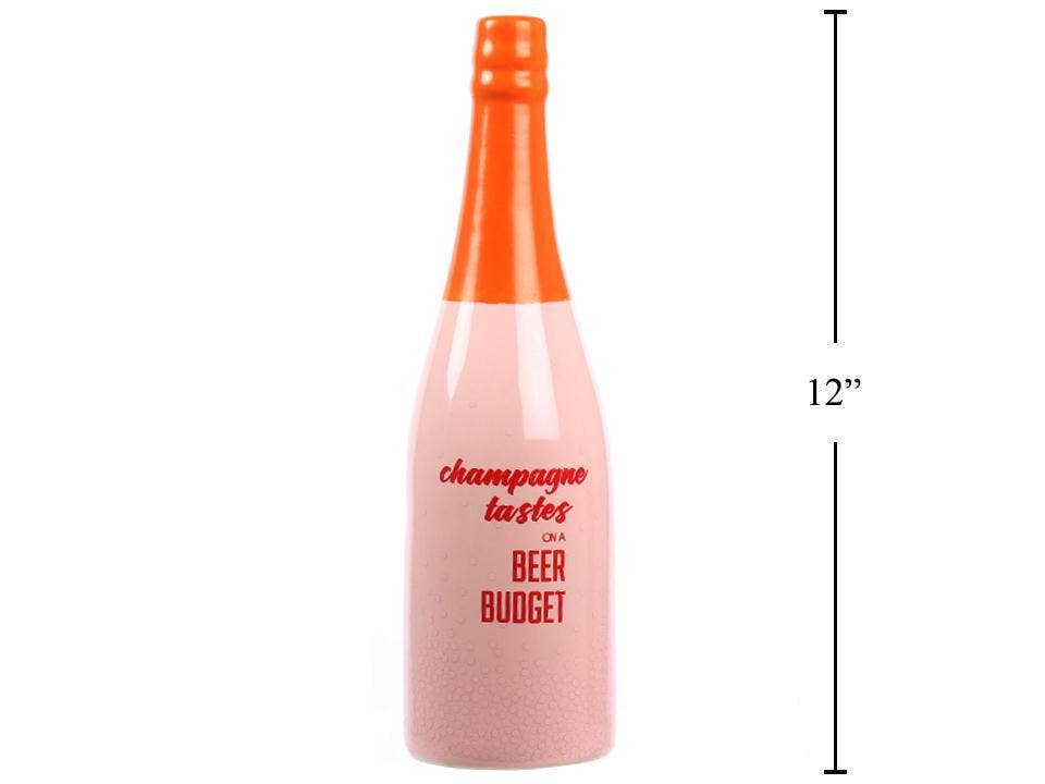 Joli Champagne Bottle Money Bank,Ceramic: Orange