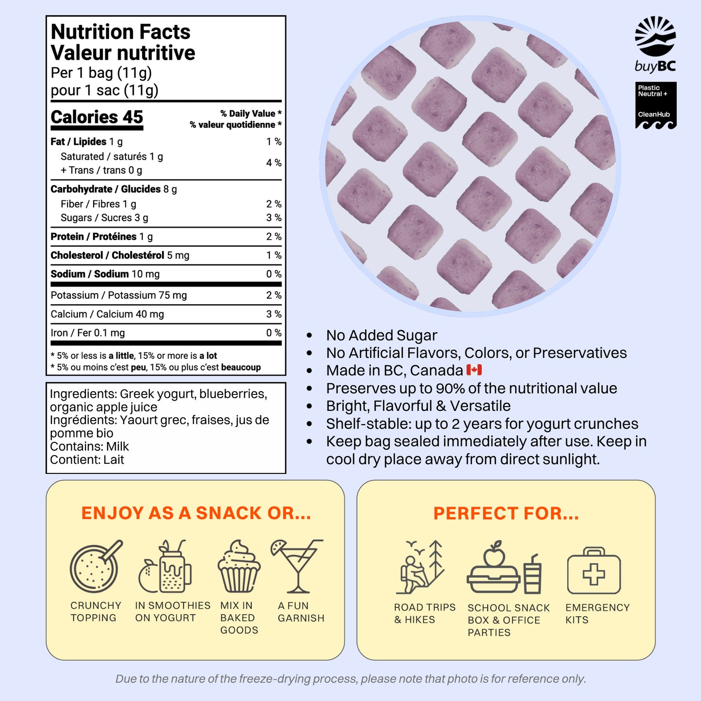 Freeze-Dried Blueberry Yogurt Crunch (Snack Size)