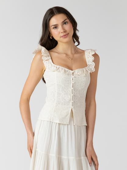 BUTTON FRONT EYELET TANK - Dex