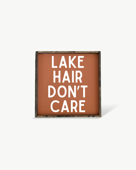 Lake Hair Don’t Care Framed Print – Cottage or Cabin Decor: Clay