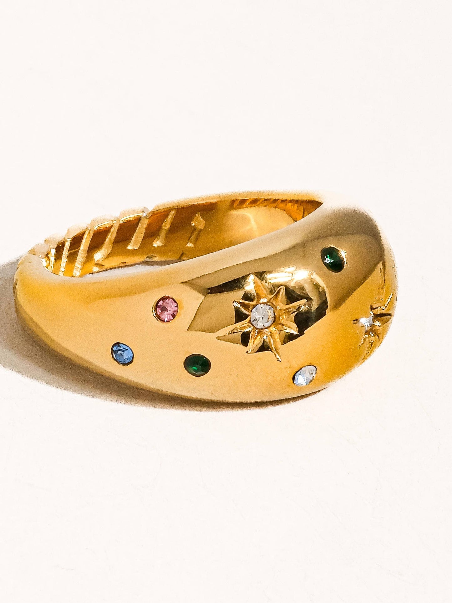 Angela 18K Gold Non-Tarnish Star Dome Ring: Yellow Gold / 8