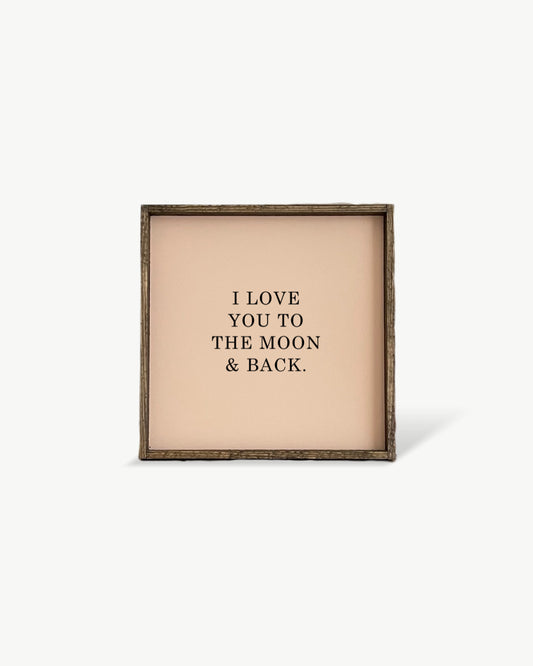 I Love You to the Moon & Back Framed Print– Neutral Nursery: Peach