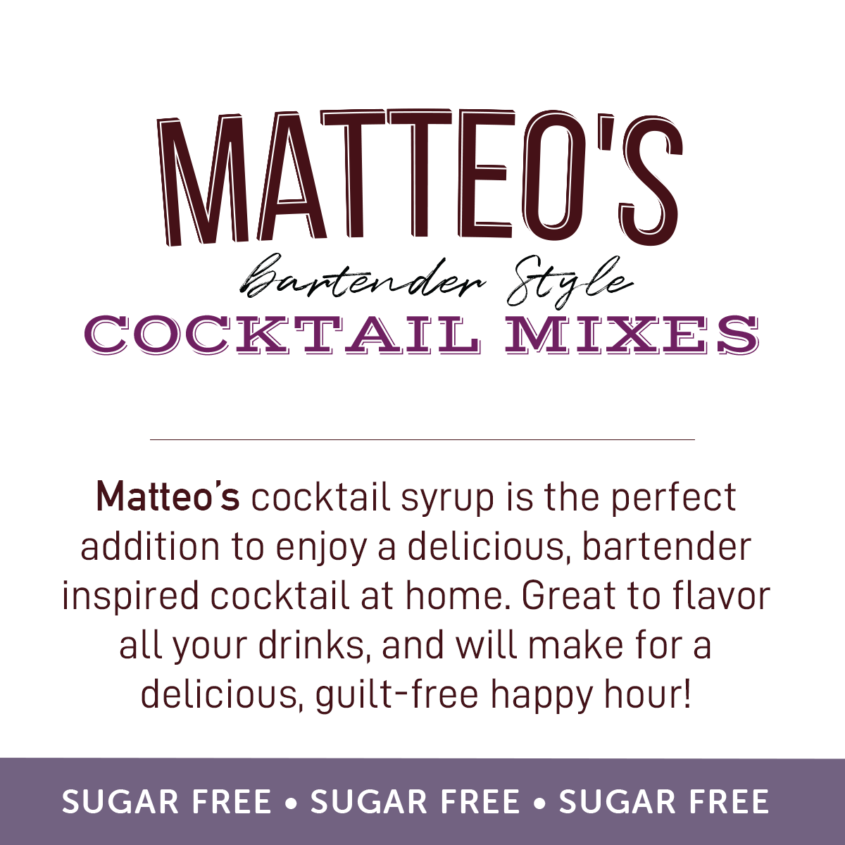Matteo's Sugar Free Cocktail Mixes - Cosmopolitan - Delicious Cocktail Mixers, 0 Calories, 0 Sugar Cocktails, Keto Friendly Drinks: 1 Bottle