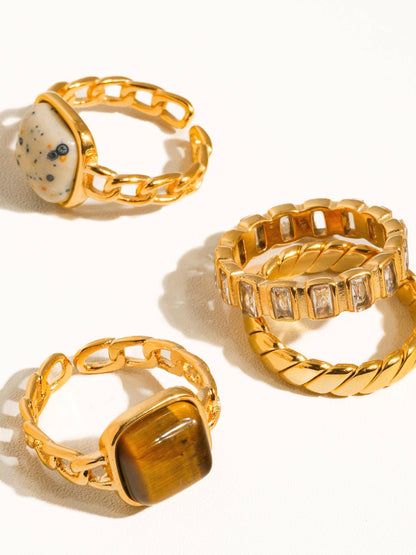 Sterling Gold Non-Tarnish Gold Rhinestone Ring: Yellow Gold / 8