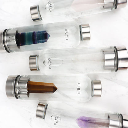 Rose Quartz Crystal Glass Water Bottle