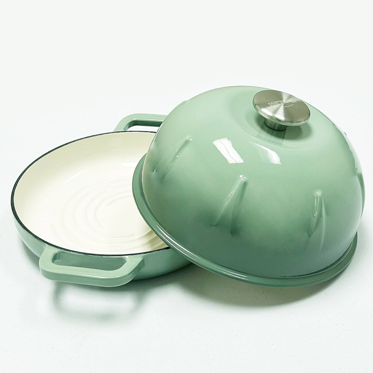 Cuisiland Pre-Seasoned Cast Iron Bread Cloche – Dome Lid Dutch Oven for Artisan Sourdough Baking – Heat-Retaining, Nonstick Bakeware for Crispy Crust & Even Baking – Oven Safe: Green