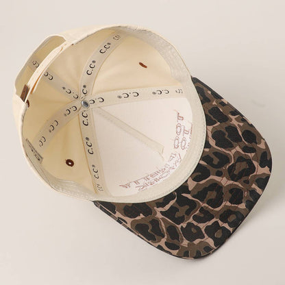 TOO PRETTY TO WORK Embroidery Trucker Hat: LEOPARD / One Size