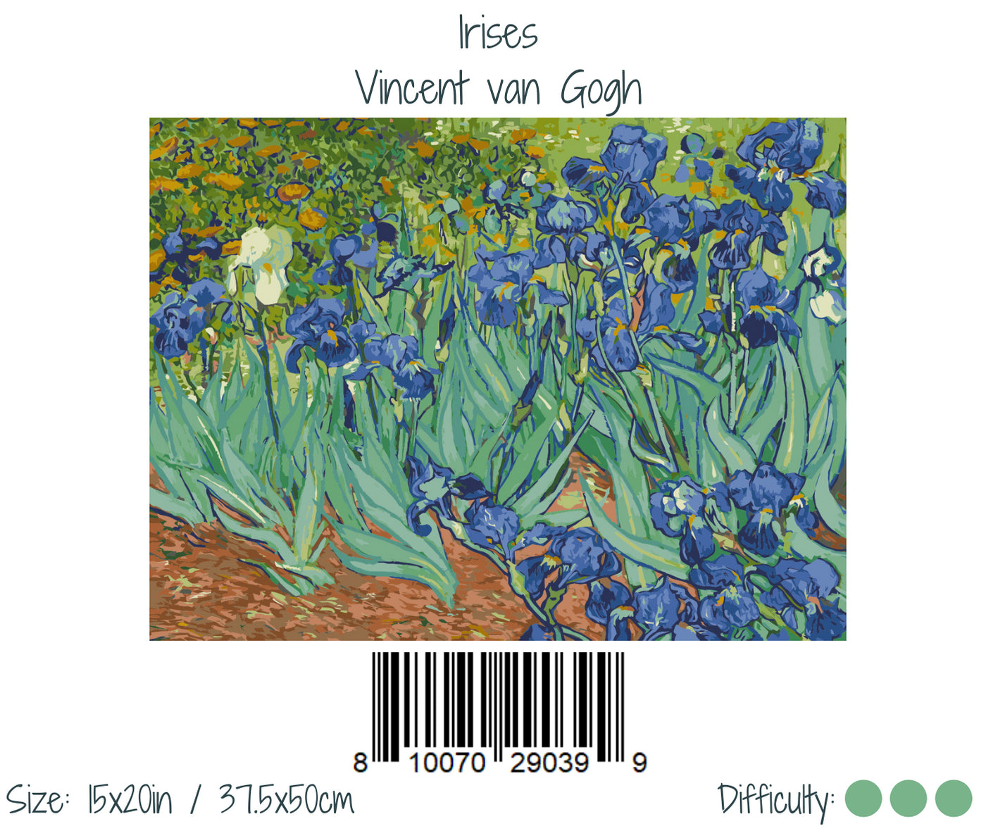 Irises, by Vincent van Gogh - Self-care Paint by Numbers kit: 15x20in