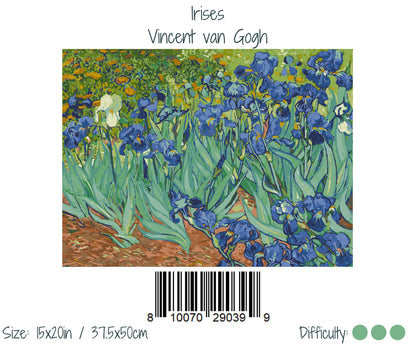 Irises, by Vincent van Gogh - Self-care Paint by Numbers kit: 15x20in
