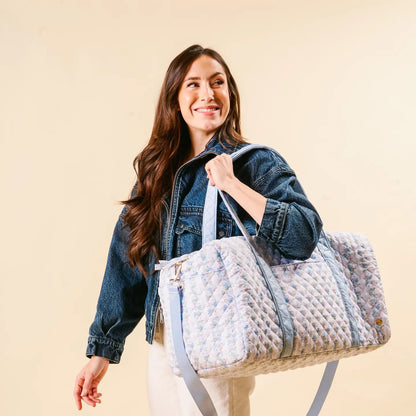On-The-Go Quilted Weekender Bag-Petal Parade Blue