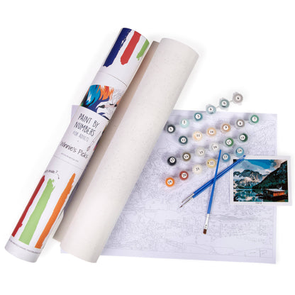 Fjord Cabin Retreat Paint-by-Numbers Kit - Natural life: 16x20in