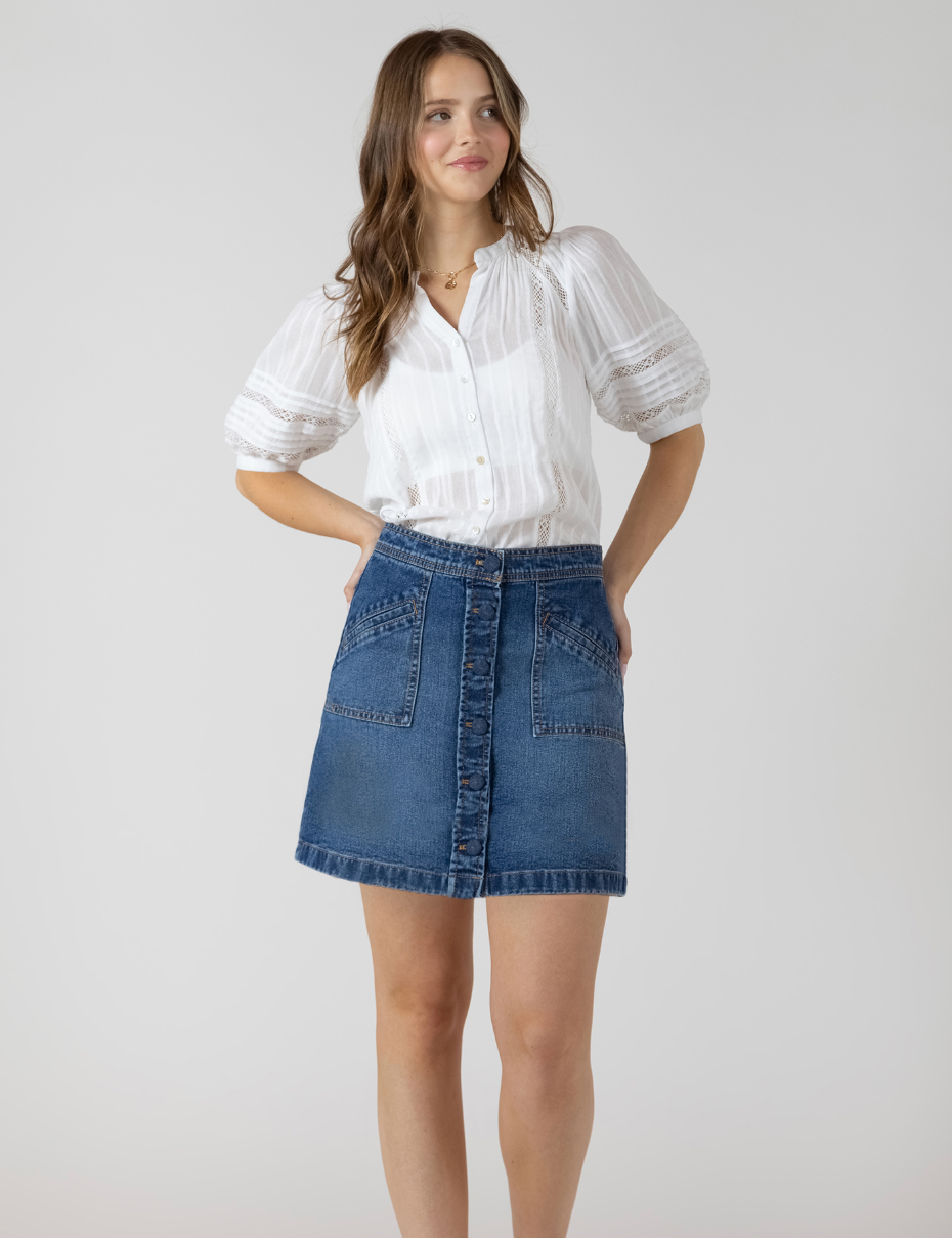 BUTTON FRONT MINI SKIRT - Dex