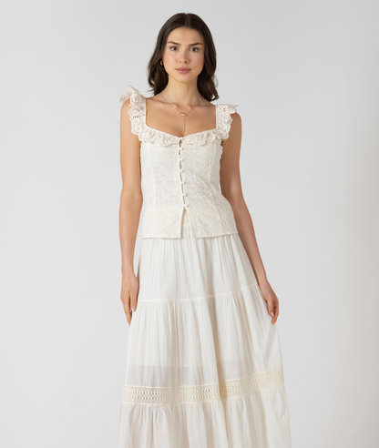 BUTTON FRONT EYELET TANK - Dex