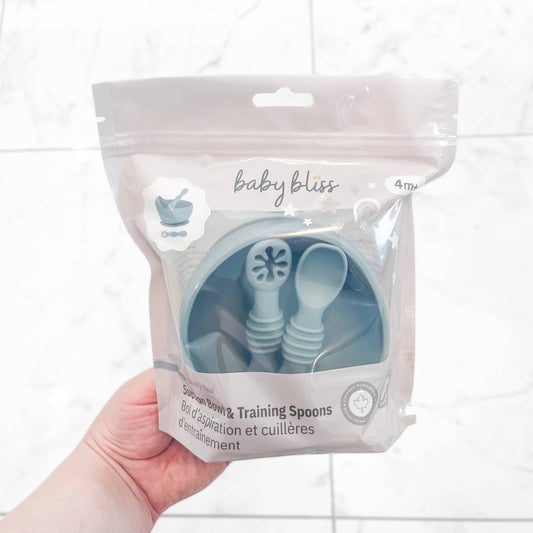 Suction Bowl & Training Spoons - Dusty Teal: Dusty Teal